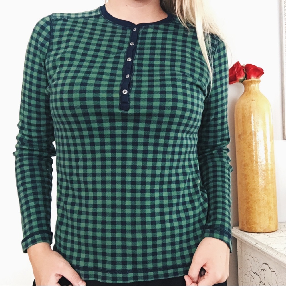 Chaps Green and Navy Checkered Long Sleeve Top - Picture 8 of 8